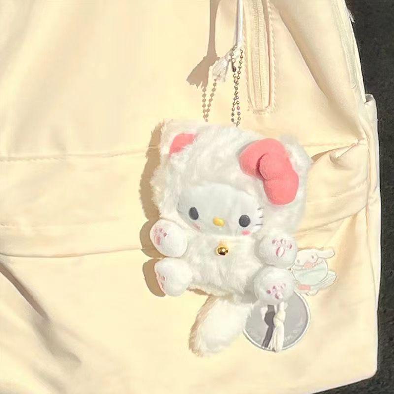 Плюшевая кукла-кошка Hello Kitty в форме сердца, подвеска-брелок для рюкзака, украшение