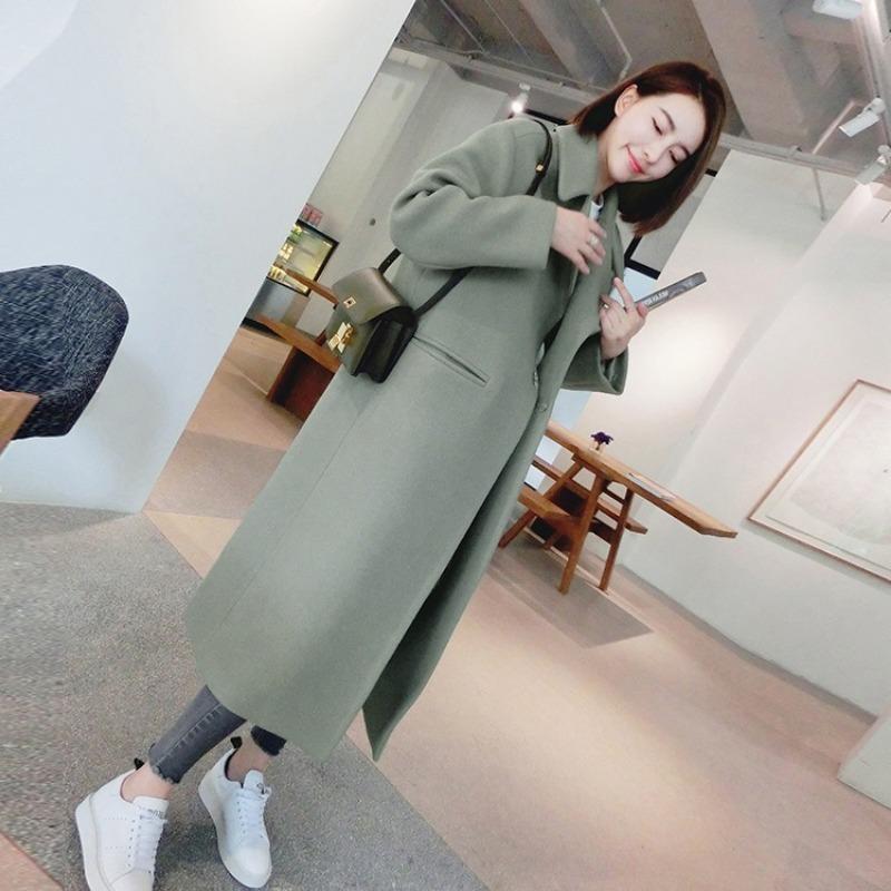 Autumn and Winter Mid-length Woolen Windbreaker Women's Slimming Over-the-knee Coat Coat