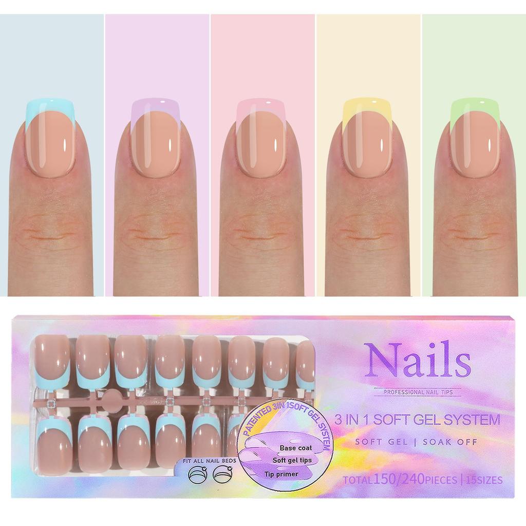 Manicure Wearable Nail French No Tracse Wearable Nail Removable Manicure French Wearable Manicure Fake Nail Stickers