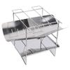 Outdoor Barbecue Grill Folding Charcoal Grill Stainless Steel BBQ Camping Cooking Tool