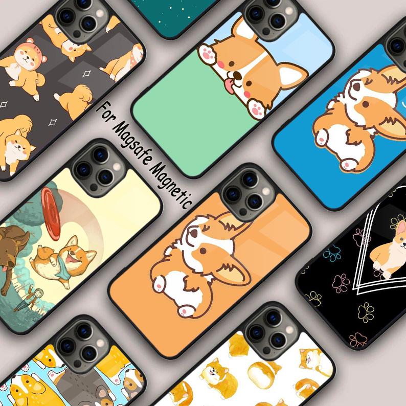 Cartoon Corgi Magnetic Phone Case For APPLE iPhone 17 Air 16 14 13 12 Pro Max 15 Plus Wireless Charge With MagSafe Cover