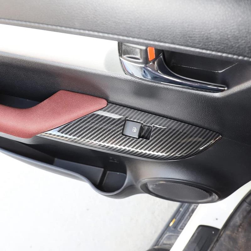 Накладка на панель с кнопками стеклоподъемника и подлокотник двери автомобиля для Toyota Hilux 2015 2016 2017 2018 (АБС-пластик, углеродное волокно)-M53K