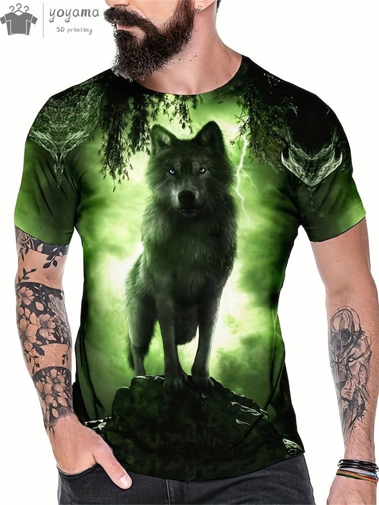 Men's T-Shirts Short Sleeve Beasts Graphic 3D Animal Printed Street Style Man Tops Oversized T-Shirt Casual O-Neck Harajuku Tee