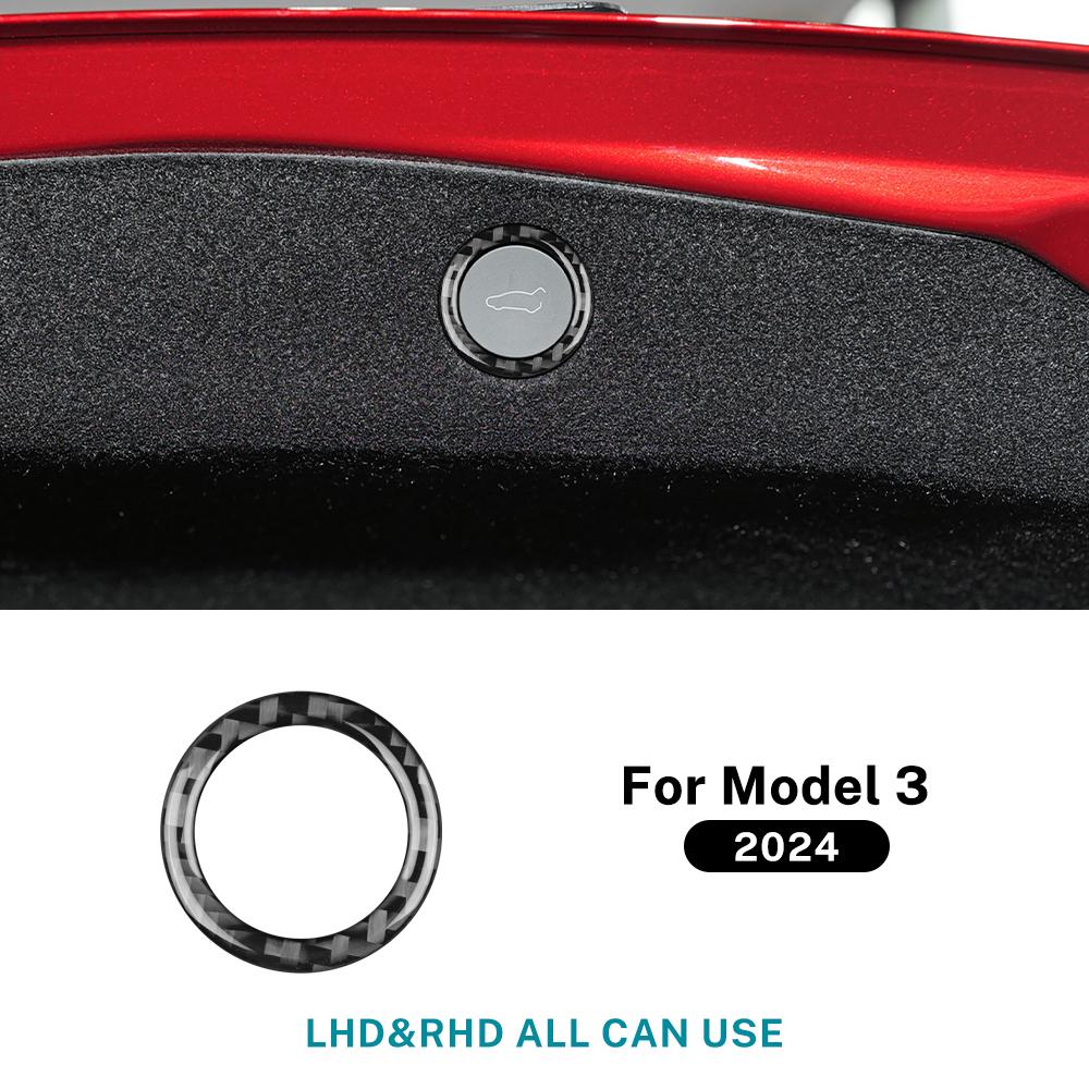 Наклейка из настоящего мягкого углеродного волокна для Tesla Model 3 Highland 2025, рамка кнопки переключателя багажника автомобиля, аксессуары для внутренней отделки