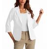 Womens Casual 3/4 Sleeve Blazers Open Front Solid Color Lapel Collar Work  Business Suit Jackets