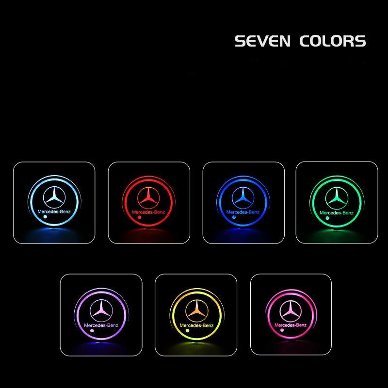 FA9LED Luminous Car Water Cup Holder Coaster Lamp For Mercedes Benz W203 W204 W205 W210 W211 W212 W221 W222 CLS CLA CLK SLK GLK