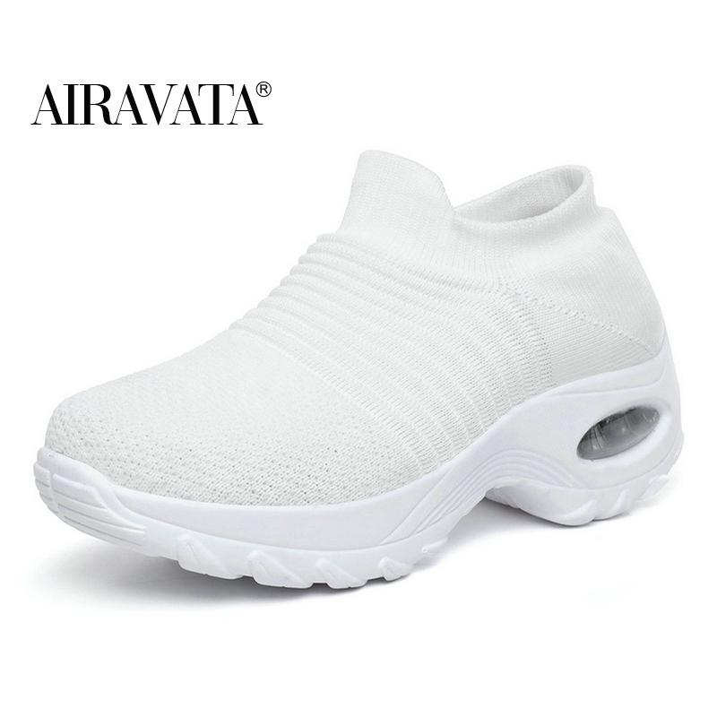 Fashion Women Casual Sneakers Mesh Platform Slip-on Air Cushion Sport Shake Shoes