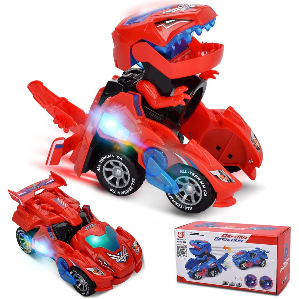 2 в 1 игрушки-трансформеры динозавров автоматическая игрушка-трансформер динозавров со светодиодной подсветкой и музыкой игрушечный электромобиль автомобиль для детей от 2 лет подарок детям