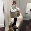 Большой размер пухлый мм 100 кг безрукавный вязаный жилет женский весенний дизайн Sense корейская версия свободный многослойный трикотажный тренд