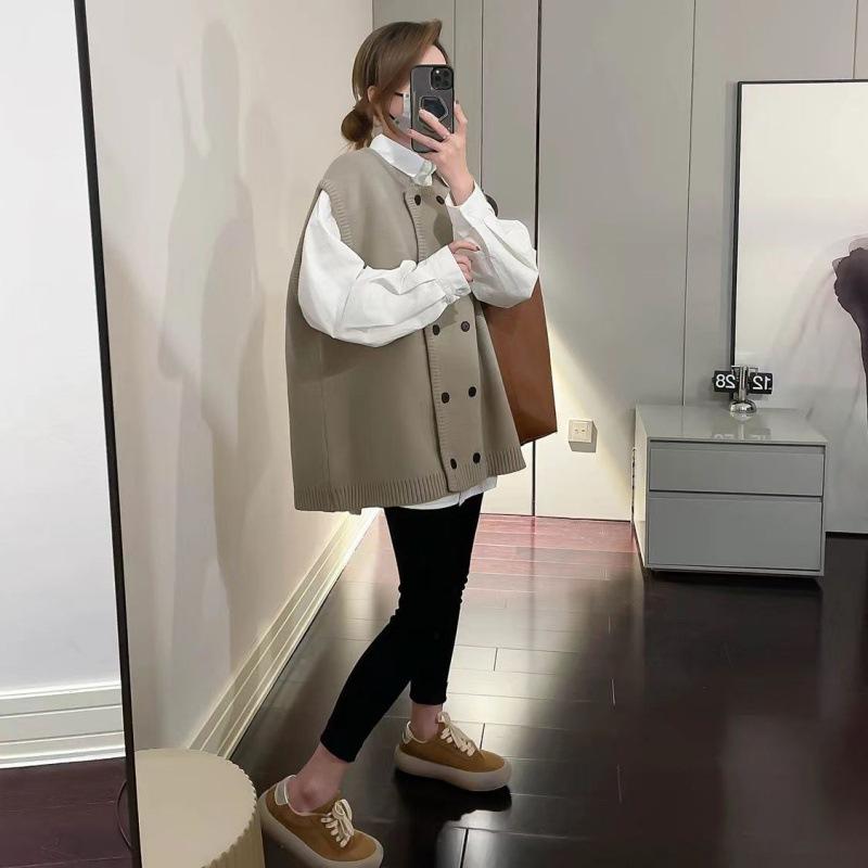 Большой размер пухлый мм 100 кг безрукавный вязаный жилет женский весенний дизайн Sense корейская версия свободный многослойный трикотажный тренд