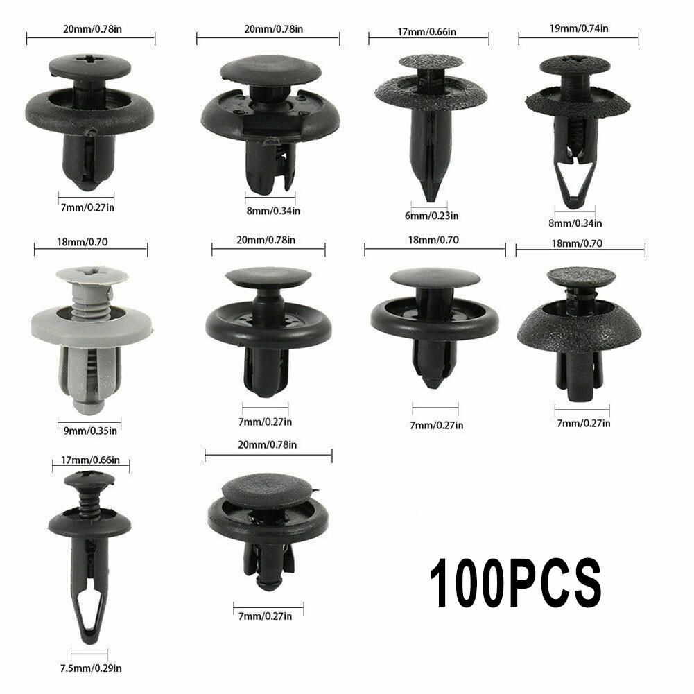 100Pcs Car Trim Clips Rivet Door Panel Retainer Fastener Mud Flaps Push Set