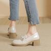 Mary Jane Shallow Mouth Pearl Thick Heel Platform Small Leather Shoes Style College Single Shoes Women