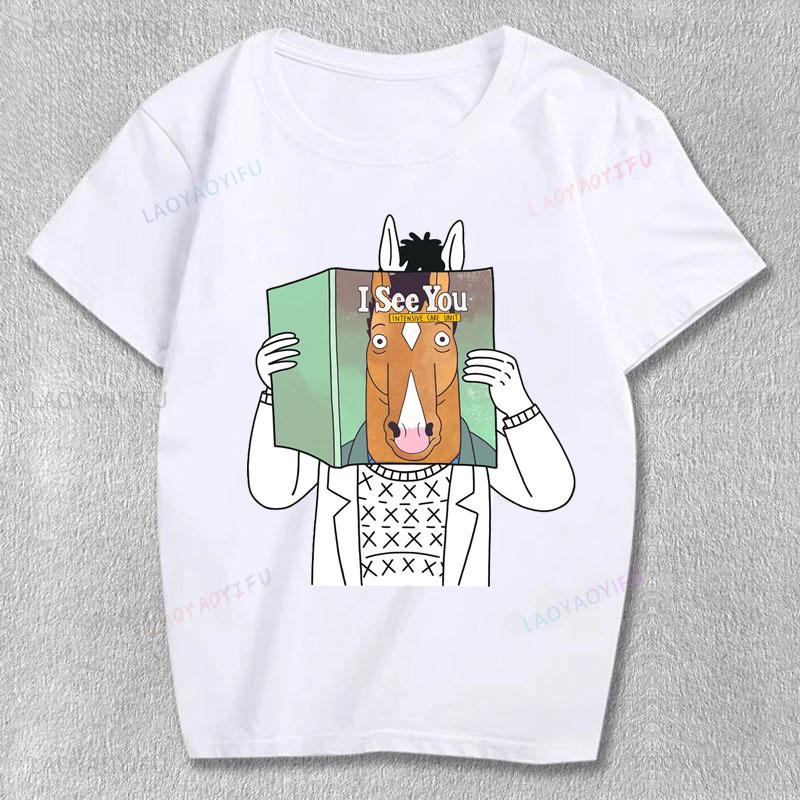 Bojack Horseunisex Graphic T Shirts Student Kids Oversided Cheap Polyester Streetwear Harajuku Shoujo Girl Style Unisex Clothing