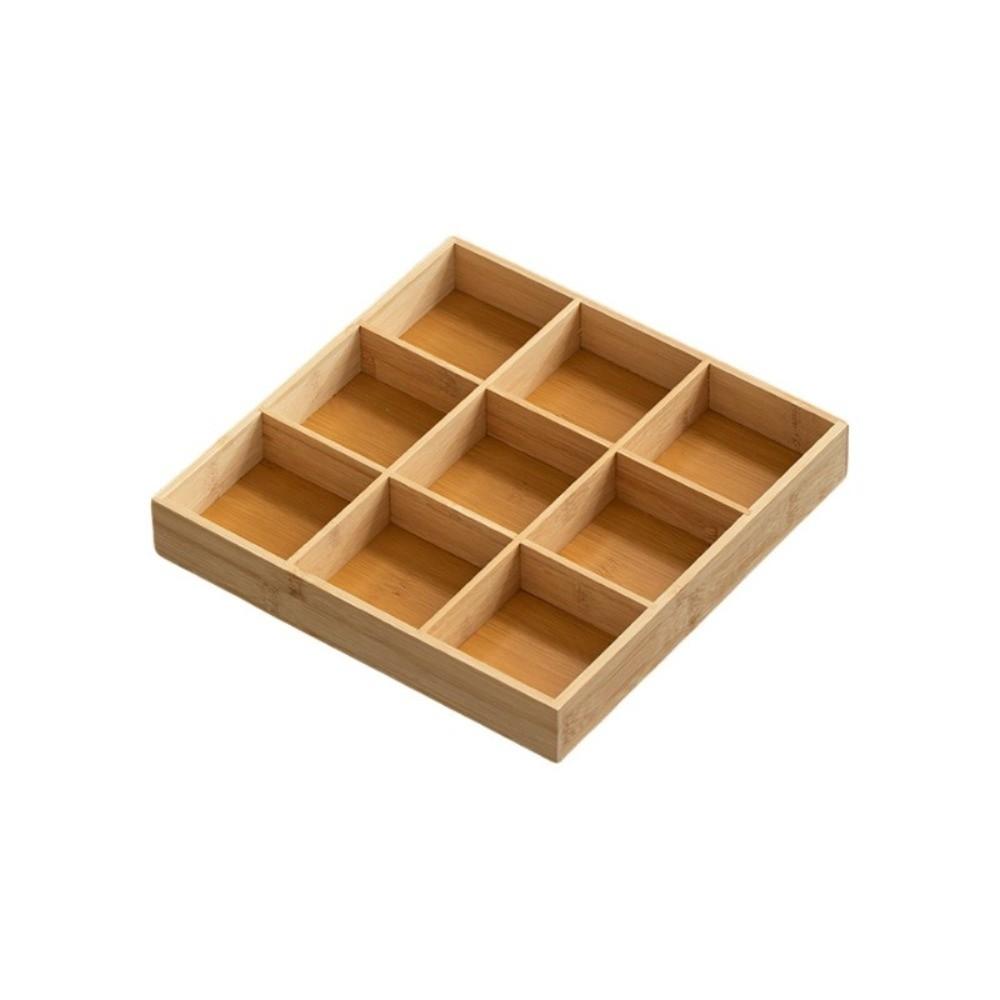Multi-Grid Divided Plate Wooden Snack Storage Tray Reusable Bamboo Tray Candy