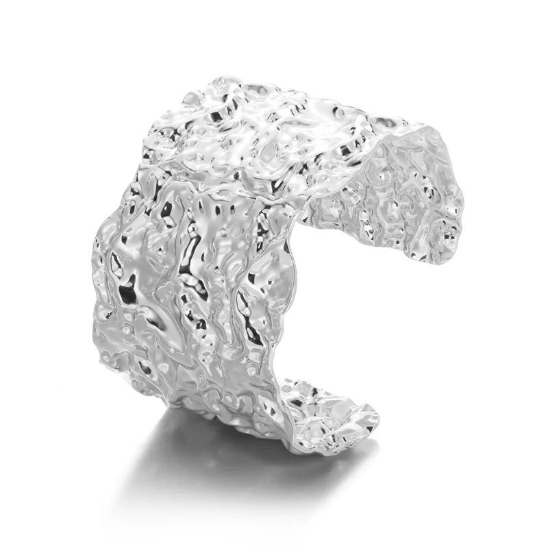 Новый простой широкий браслет из нержавеющей стали, уличный хип-хоп, преувеличенный браслет с золотым покрытием