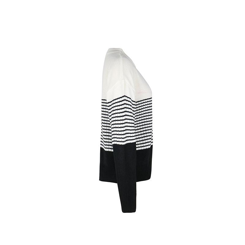 Осенне-зимний женский свитер в полоску контрастного цвета, свободный, удобный повседневный свитер с круглым вырезом
