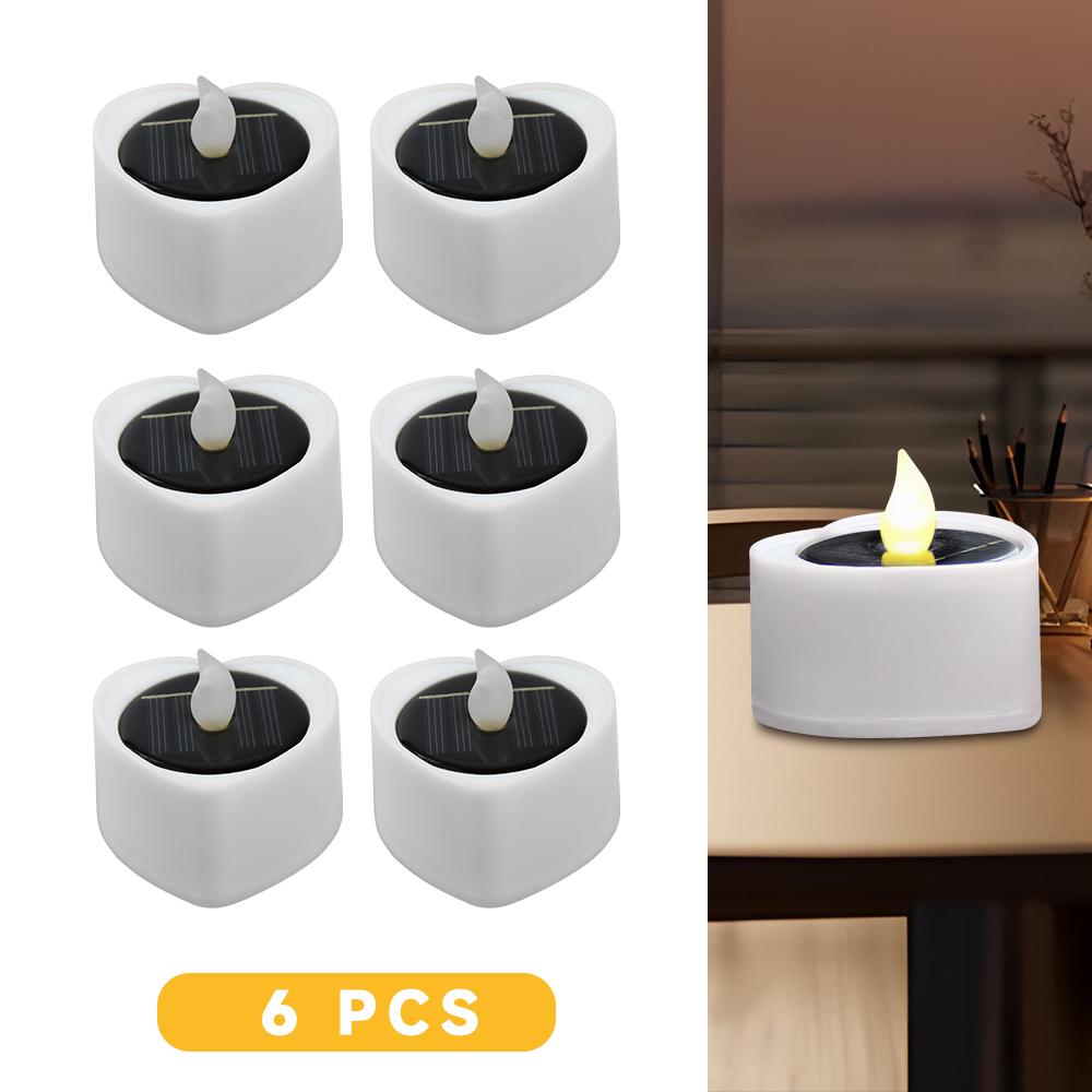 Solar Candle Light Flameless Solar Tea Light Festive Lamp Warm White Terrace Lamp Romantic Decorations for Valentine's Day