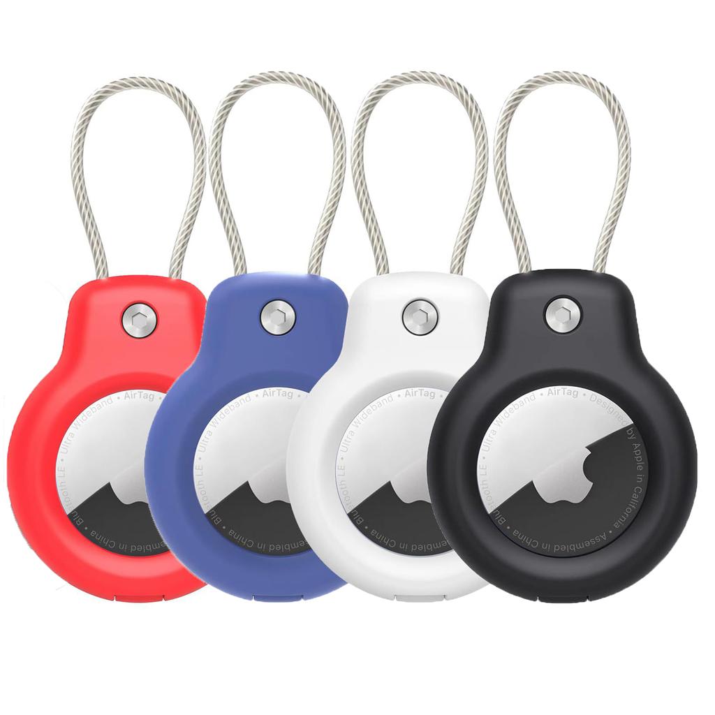 Waterproof Cover For Apple AirTag Keychain Holder With Steel Cable Anti-Lost Tracker Accessory For Pets Collar Luggage Backpack