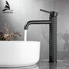 Brass Black Bathroom Basin Faucet Diamond Single Handle Design High-end Hotel Cold and Hot Dual Control Basin High & Low Faucet