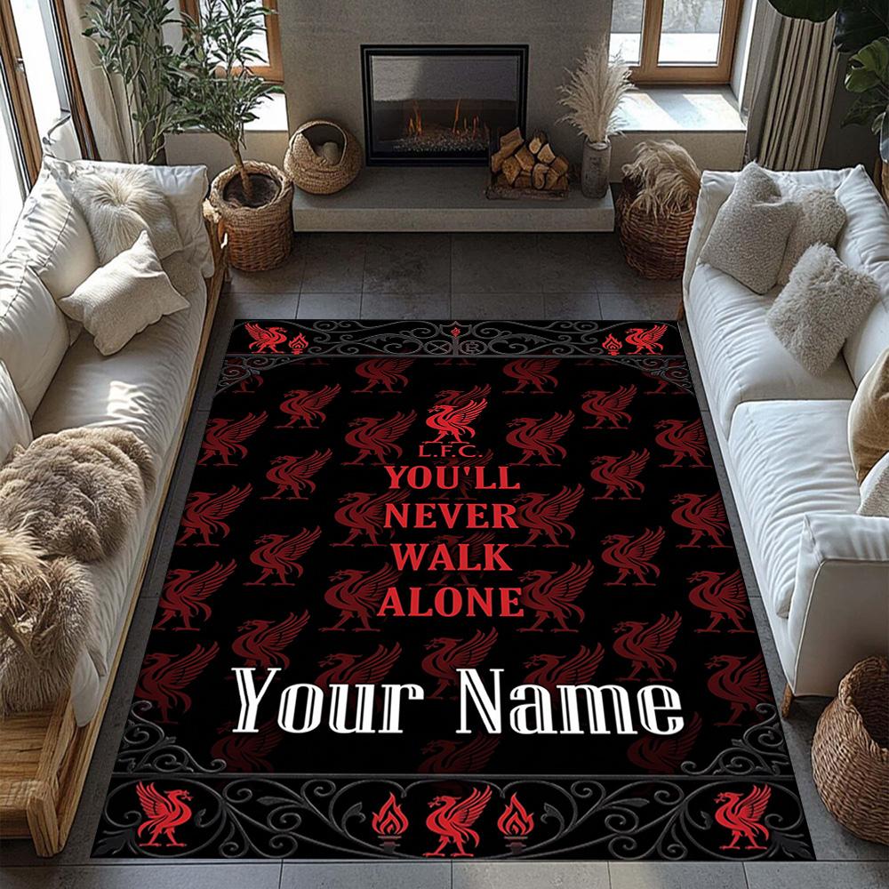 Liverpool Fc Customize Text Floor Mat Suitable For Balcony Dormitory Bedrooms Hallway Antislip Rug Decorate Offices Gift For Festivals
