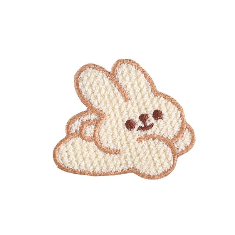 Этикетка с вышивкой Мультяшное животное Кролик Дополнительный ярлык Ручной счет Наклейка-нашивка своими руками Аксессуары для одежды Водорастворимая наклейка с вышивкой