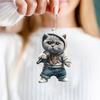 Microphone Cat Man Hanging Decoration Home Indoor Christmas Tree Car Rearview Mirror 2D Flat Karaoke Kitten Acrylic Hanging Ornament Cartoon