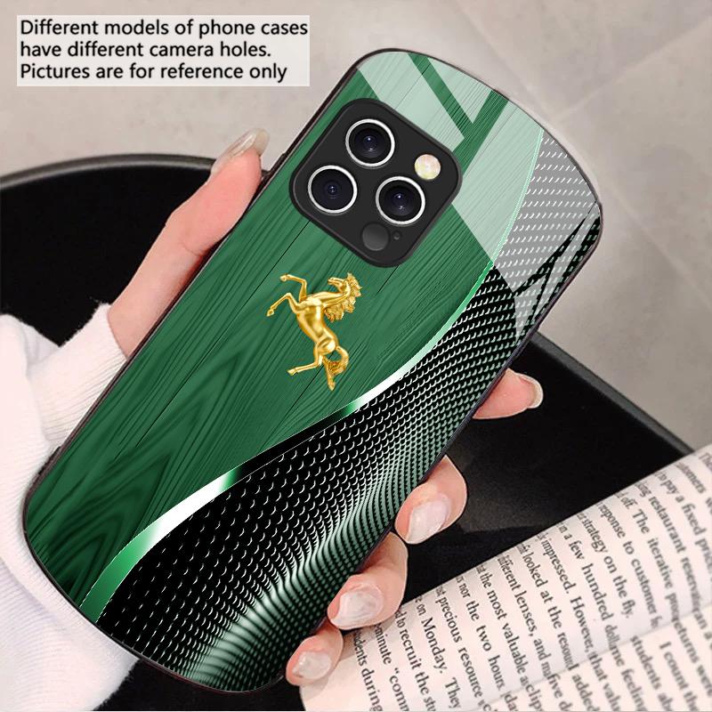 Деревянная текстура Золотая Лошадь Для iPhone 16 15 14 13 Plus 12 mini 11 Pro Max XR Xs Max X 7 8 6 6S 2022 Эллиптический стеклянный чехол для телефона