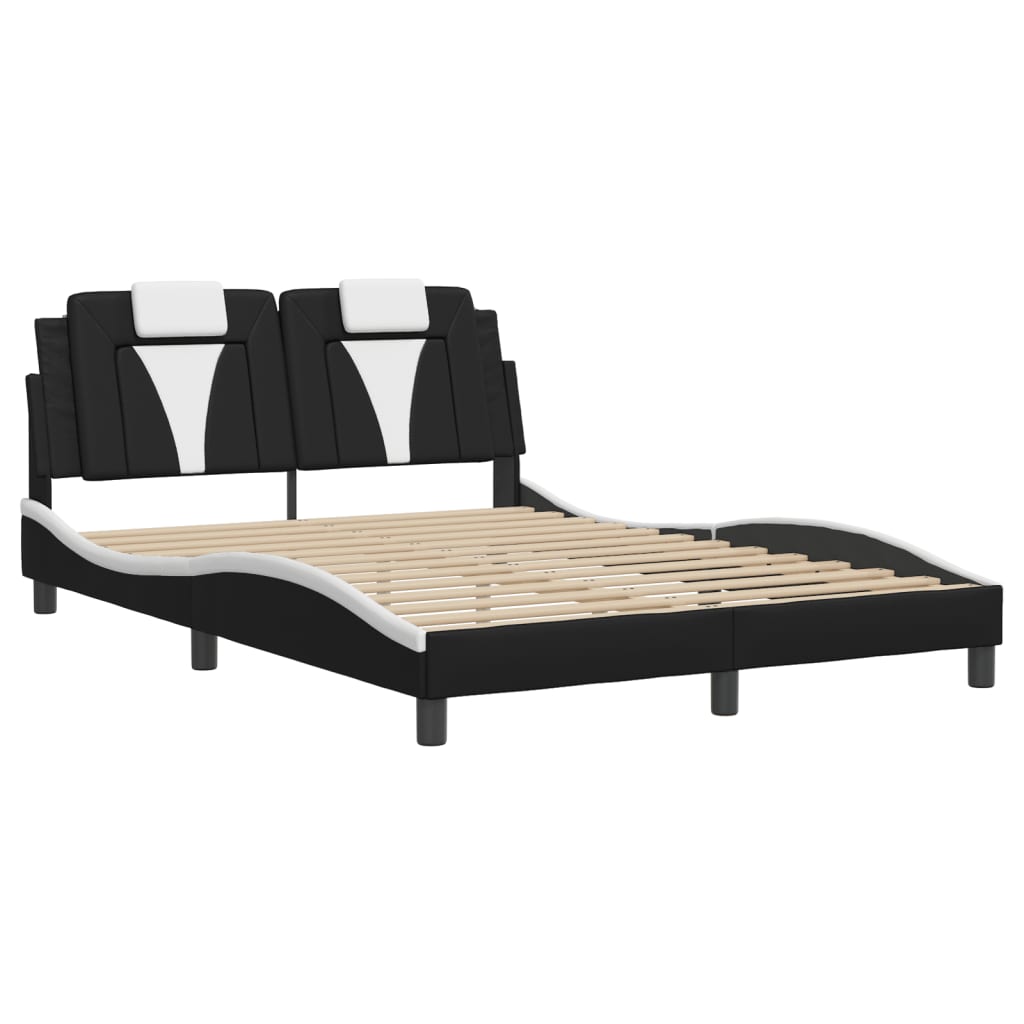 Viana Bed Frame with LED Lights without Mattress Black and White 140x200 cm