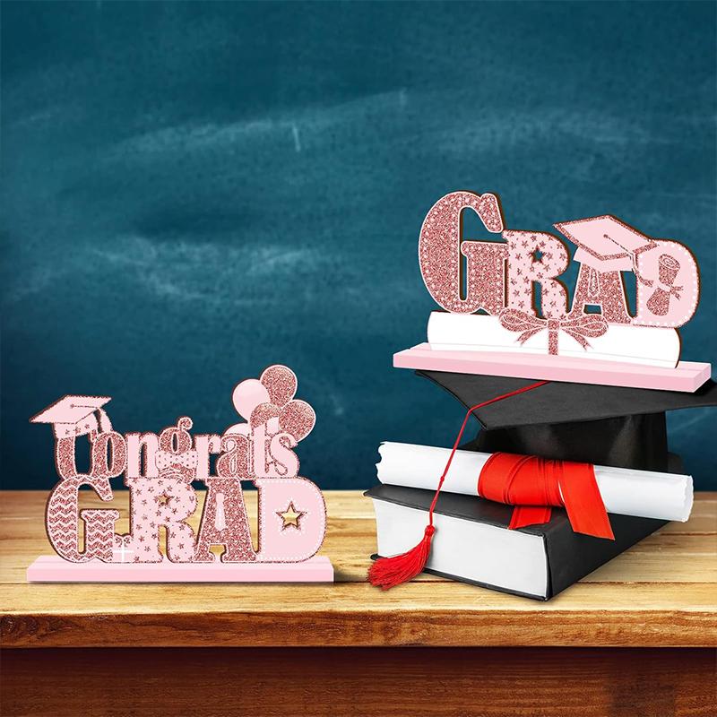 4pcs/Set 2025 Graduation Season Handmade Cartoon Pattern DIY Gift Creative Celebration Unique Wood Desktop Ornaments Decorations