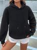 Женская повседневная свободная толстовка с капюшоном, однотонная, на осень и зиму