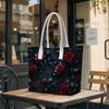 Gothic Red Rose Shoulder Bag Fashion Portable Large Capacity Daily Use Tote Bag