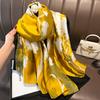 New Spring and Autumn Retro Floral Cranes Temperament Simulation Silk Large Long Scarf Sunscreen Outwear Shawl Female Silk Scarf