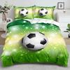 Зеленый фон Футбол 3D-принт Постельное белье для мальчика мужчины Полиэстер Декоративный стиль Спорт Мягкий Домашний Комплект пододеяльника