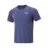 Li Ning Running Series Raglan Logo Round Neck Slim Fit Quick Dry Breathable Short Sleeve T-Shirt Men T-Shirts Dusk-Blue ATSV005-3