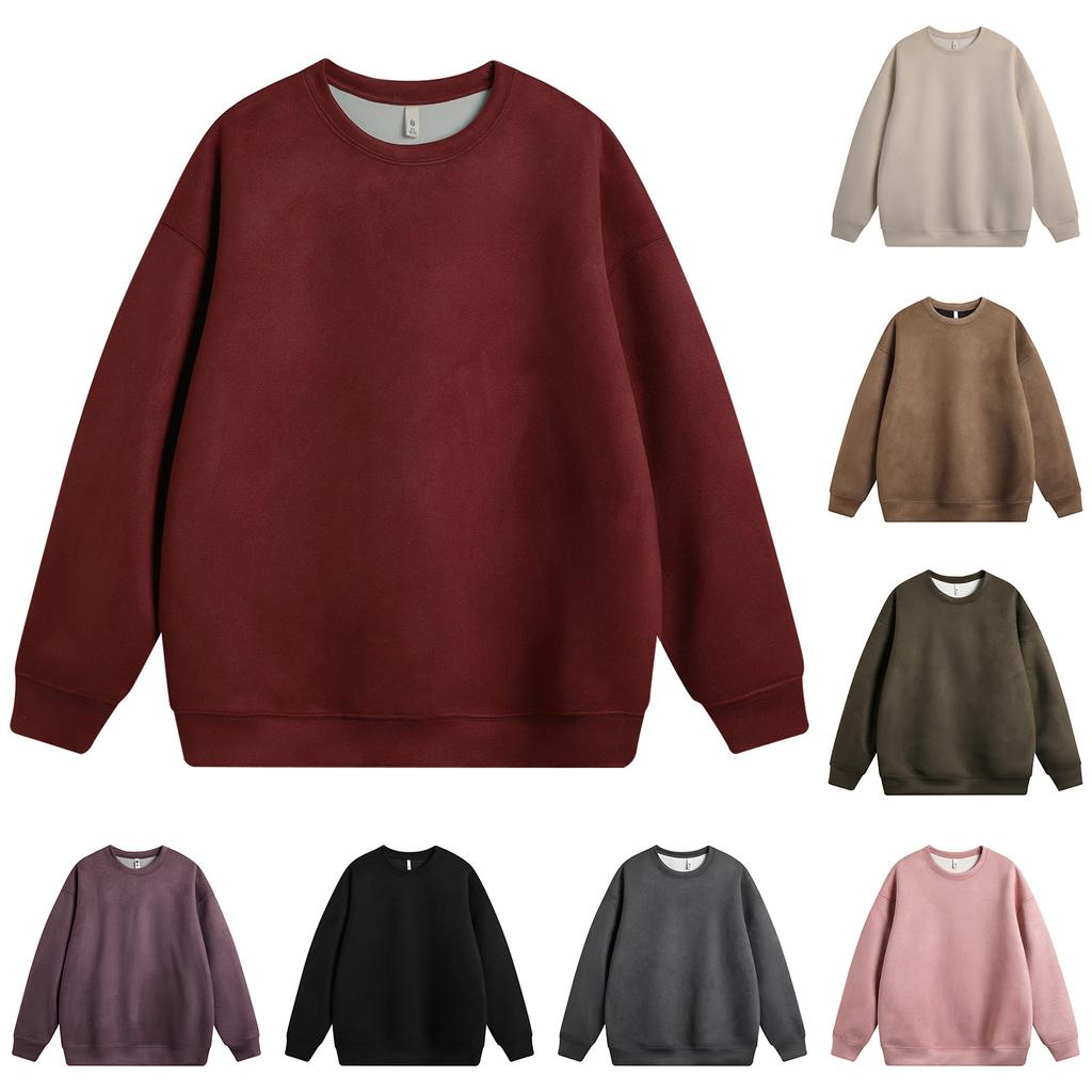 Men'S Fleece Round Neck Pullover With Fleece Solid Color Hoodie And Fleece Fleece Fleece Jacket