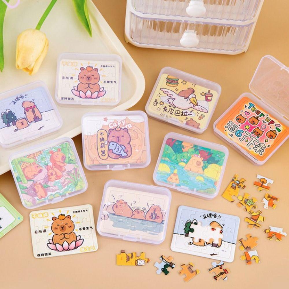 5 Sheets/Boxed Interesting Cute Mini Puzzles Small Kids Puzzle Toys Capybara Jigsaw Puzzle  Gifts
