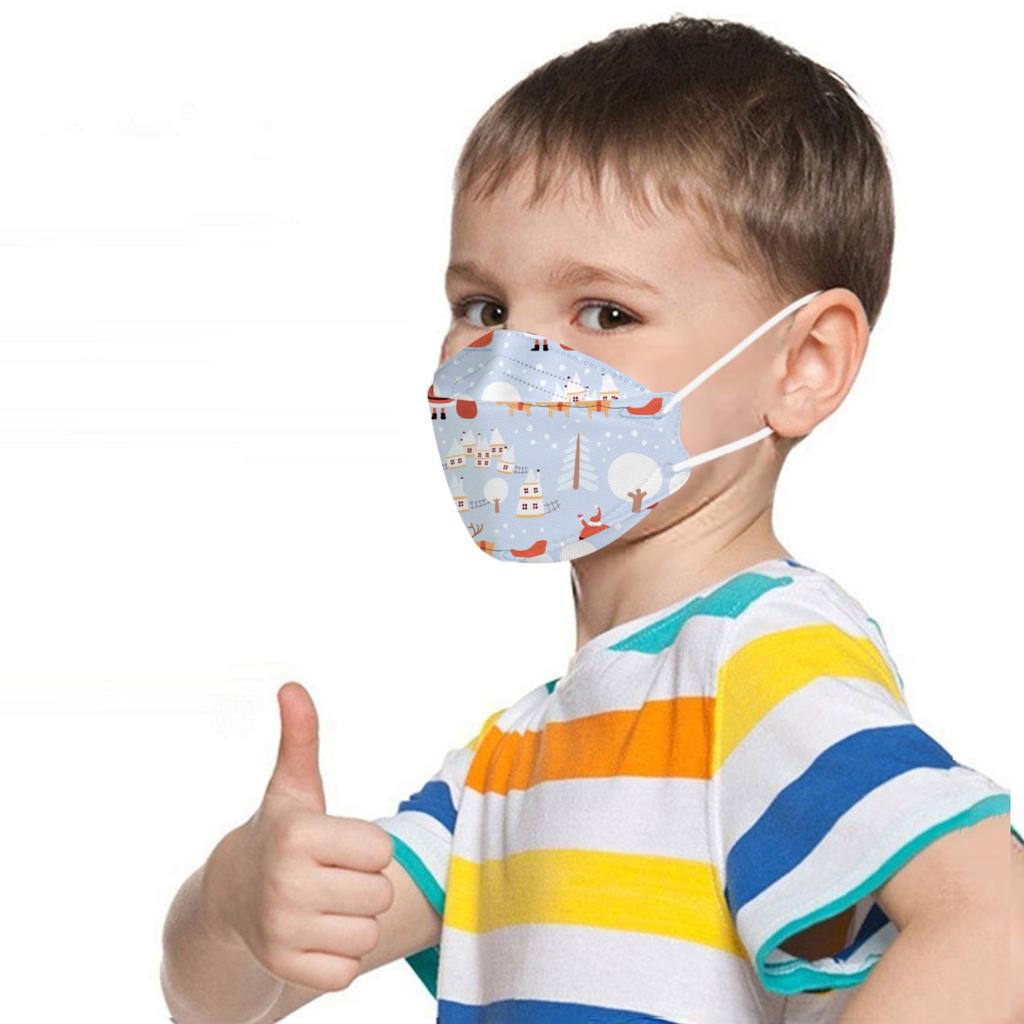 10 шт. Детская одноразовая маска для лица Рождественские 3D-дизайны 4-слойная для лица
