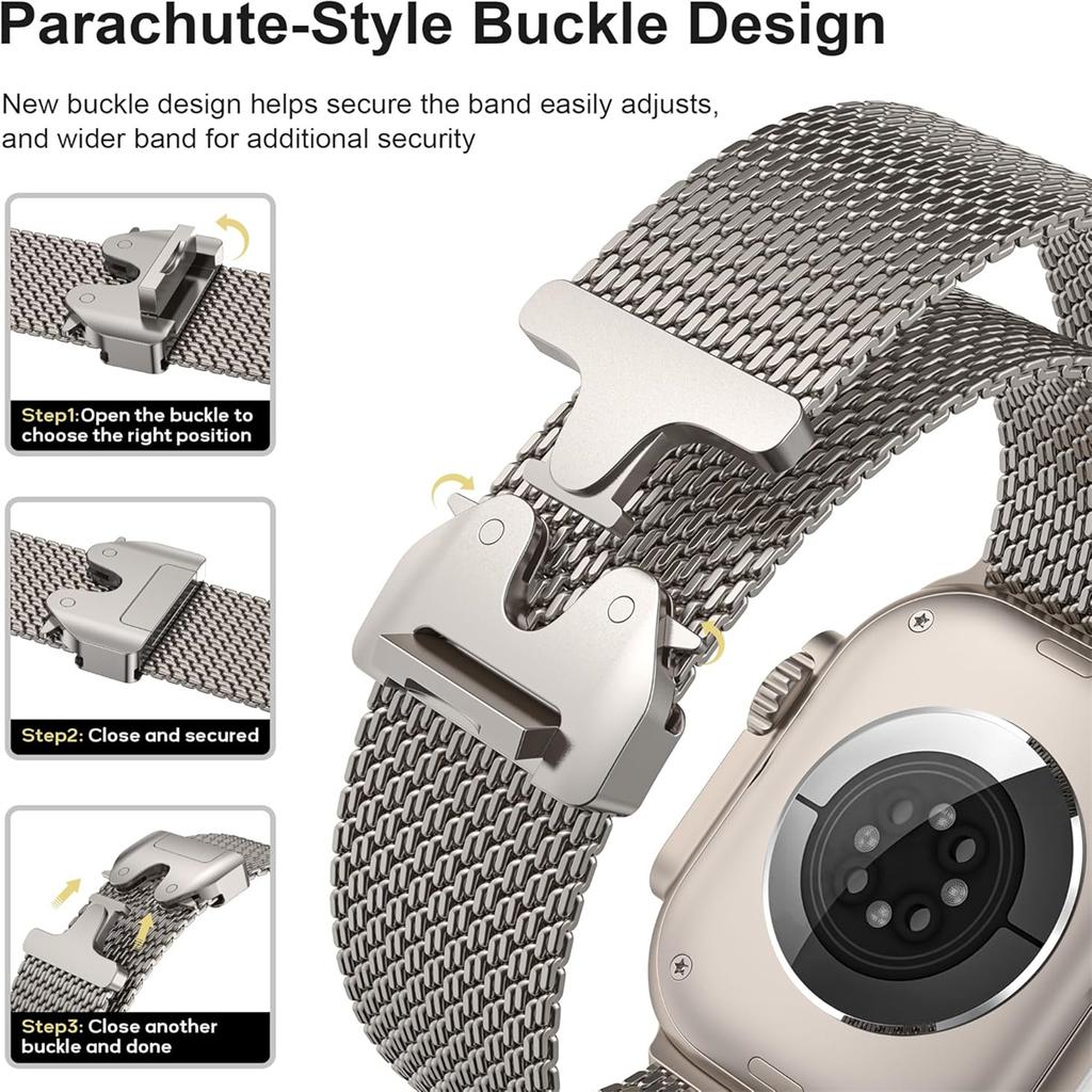 1 шт. ремешок для Apple Watch Milanese Loop для Apple Watch S10 46 мм 42 мм Ultra 2 49 44 45 41 40 38 мм металлический ремешок для часов IWatch 10 9 6 5 SE 7 8 4 3 браслет