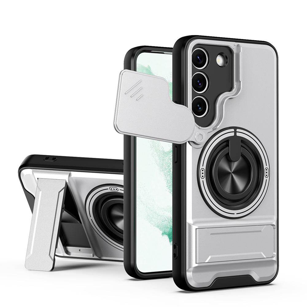 KEYSION Магнитный чехол для телефона Samsung Galaxy S22 S21 S20 Ultra Защита камеры со сдвижной крышкой Вертикальная подставка Кольцо Ударопрочный чехол