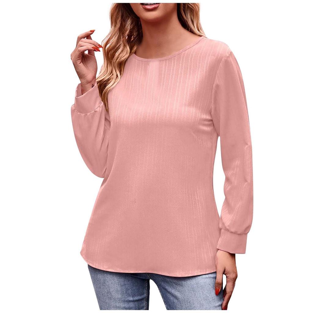 Женский повседневный модный однотонный пуловер с круглым вырезом, футболка с двойной линией, топ с длинными рукавами