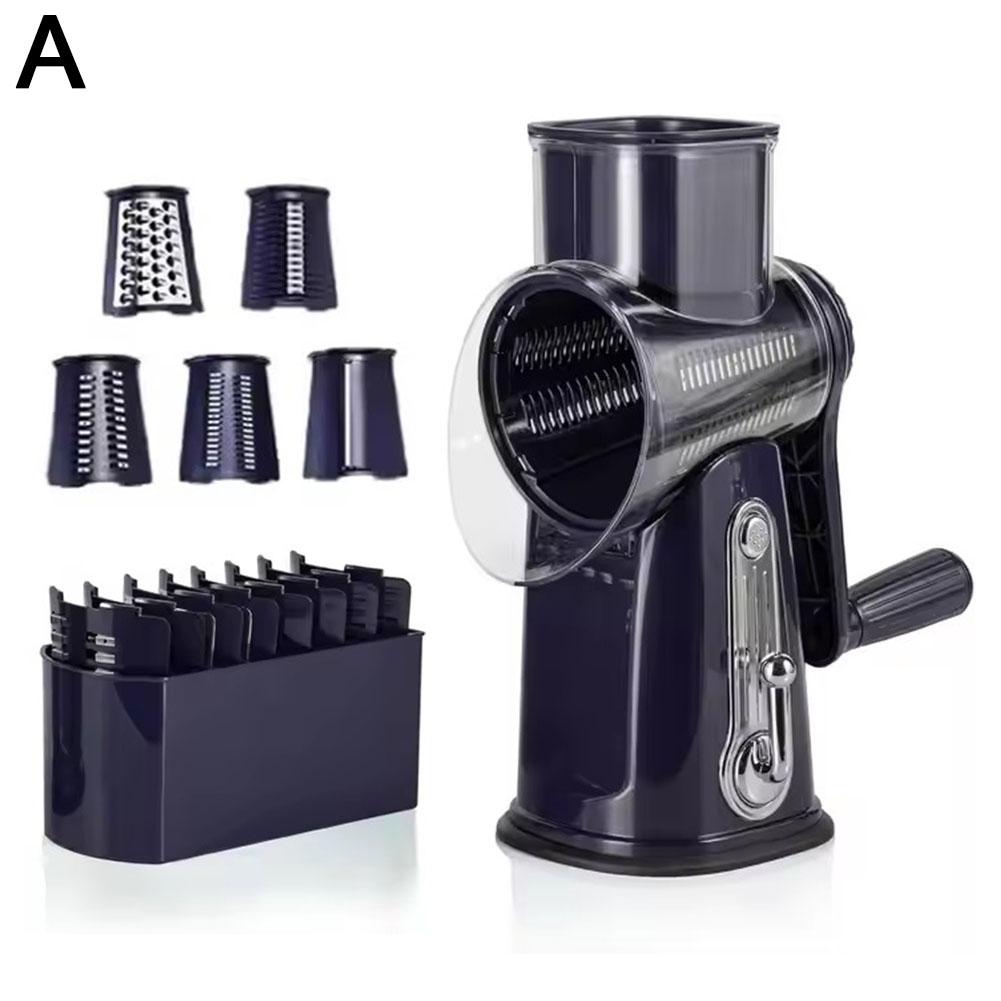 5 In 1 Rotary Cheese Grater With Handle Manual Vegetable Grinder Graters Base Suction J4Z6