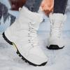 Women Fur-lined Snow Boots Men's High-top Hiking Shoes Couple's Plush Cotton Shoes Warm Winter Outdoor Sneakers Anti-slip