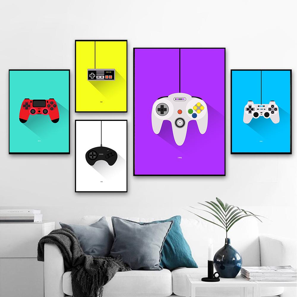 Watercolor Boys Game Poster Print Gamepad Illustration Game Wall Art Picture Joystick Canvas Painting for Kids Room Home Decor