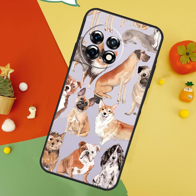 French Bulldog Beagle Dogs Pattern Case For OnePlus 15 12 12R 13T 13R 13 11 9 10 Pro 10T 8T Nord 5 CE 2 3 4 Lite N20 N30 Cover