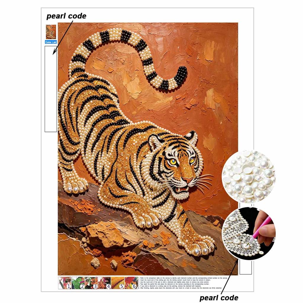 Animal series pearl painting Tiger diy selfadhesive handmade home decoration painting as a gift