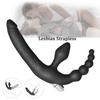 Triple Vibrating Strapless Dildo Anal Vibe Clitoral G-spot Vibrator for Women