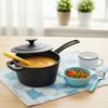 Чугунная кастрюля с крышкой и длинной ручкой, предварительно закаленная, для дома, многофункциональная, 19 см, для ресторана, домашней кухни
