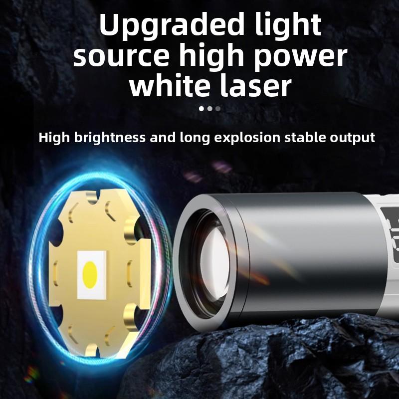 Outdoor strong light ultra bright remote flashlight, adjustable zoom and multi-level focus, floodlight and remote laser cannon f