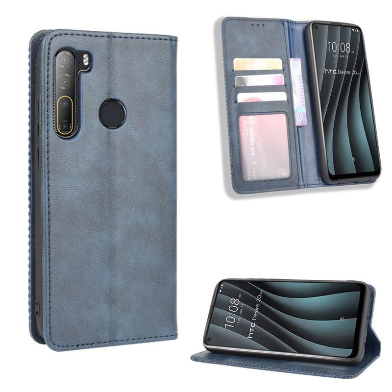 Флип-чехол для HTC Desire 20 Pro Кожаный чехол [Flip Vintage Leather] Ударопрочный прочный ретро-чехол для телефона