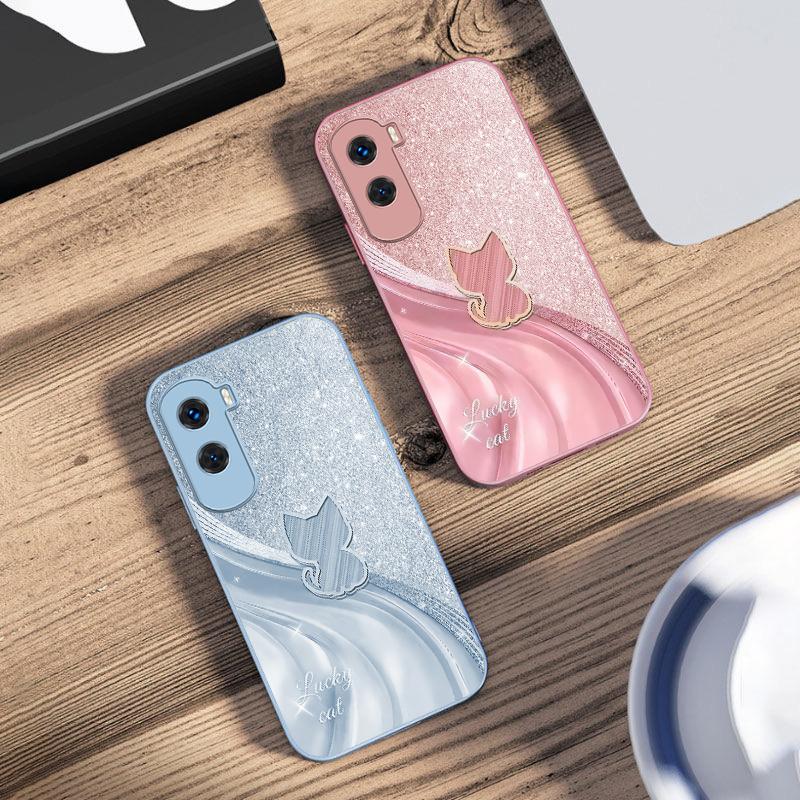 Блестящий бриллиантовый кот для Honor 200 90 8X 9X Pro Lite P50 P40 Nova 10 11i P60 Magic4 6 Mate 20 50 Чехол для телефона из закаленного стекла